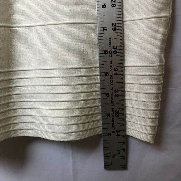 Ivory Strapless Body Contouring Rayon Blend Bandage Mini Curve Hugging Dress XS - Picture 8 of 9